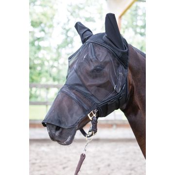 Harry's Horse Fly mask Flyshield with nose piece L Black