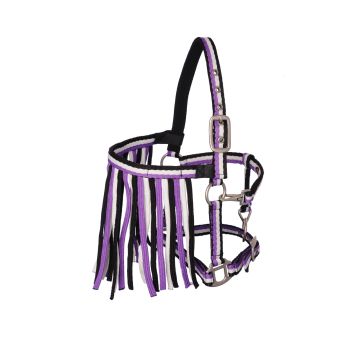 MHS Halter "Stripe" with rope and fly fringe Pony Purple