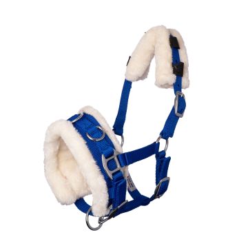 MHS Nylon Cavesson with fur Pony Blue