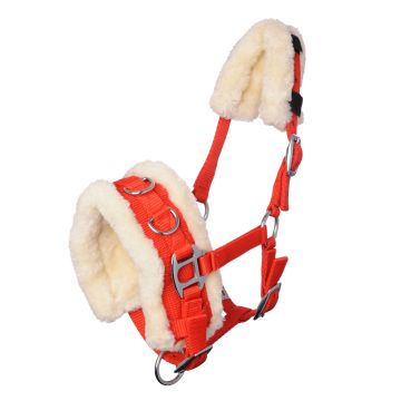 MHS Nylon Cavesson with fur Extra Full Red
